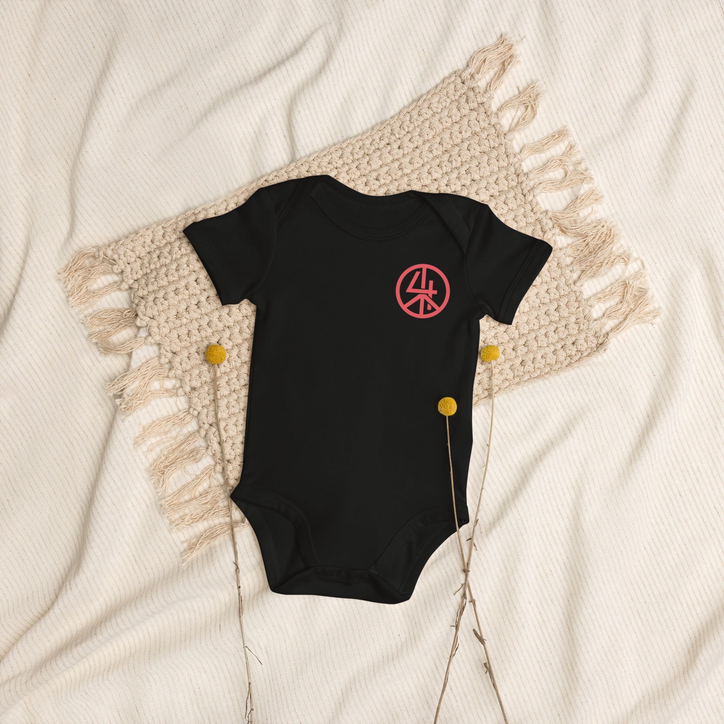 Crimson Embrace- Organic Cotton Baby Bodysuit
